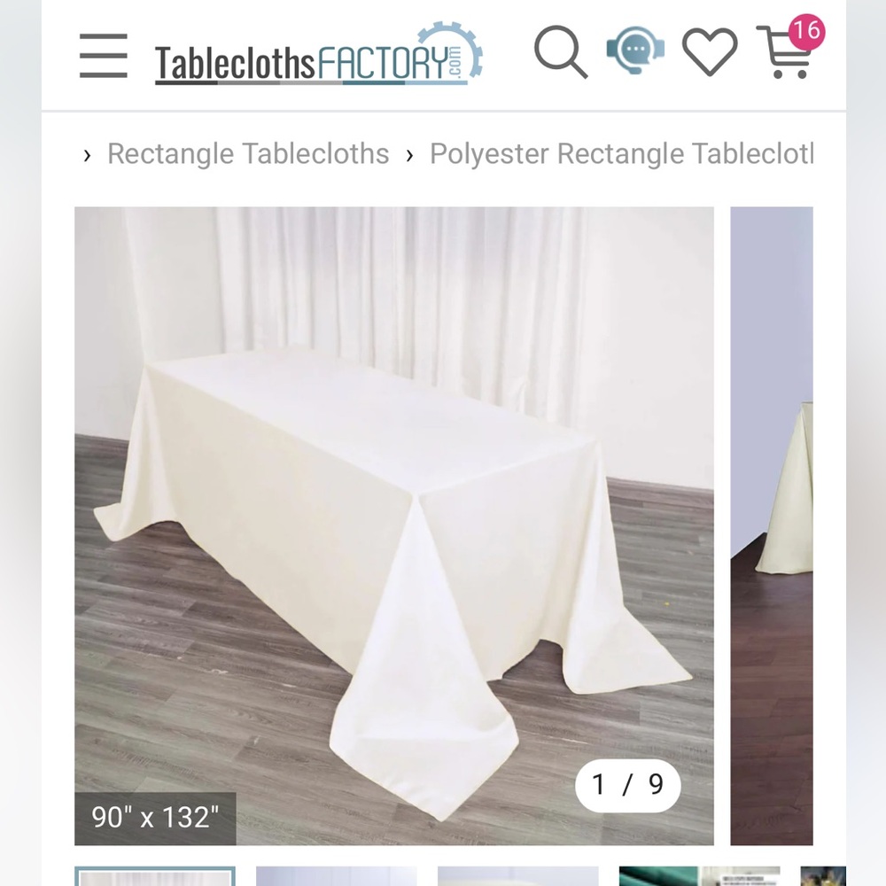(8) Ivory Polyester Rectangle Tablecloth